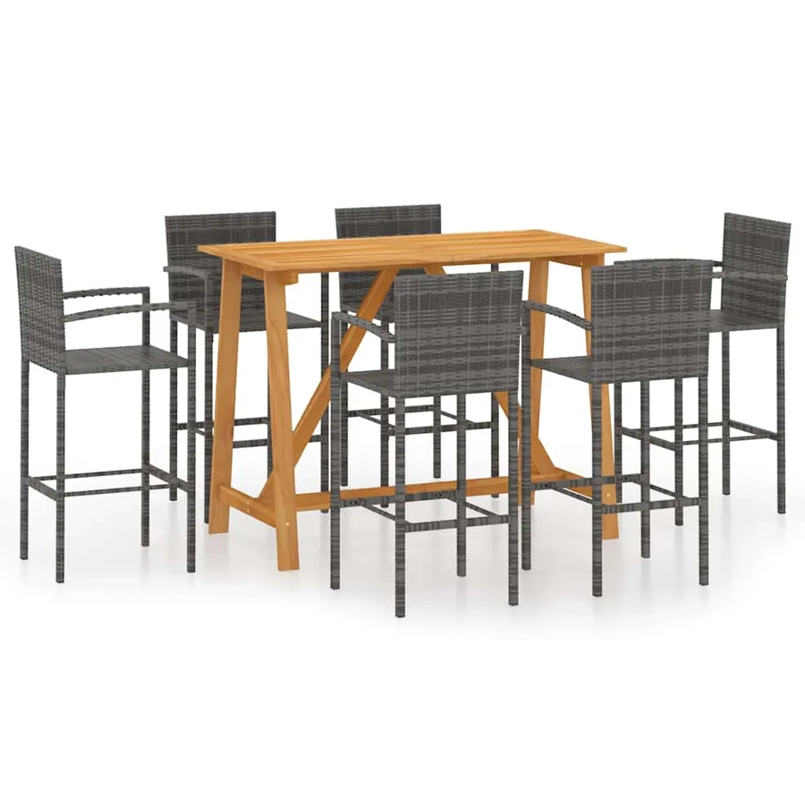 Ensemble de bar de jardin 7 pcs Gris - 2