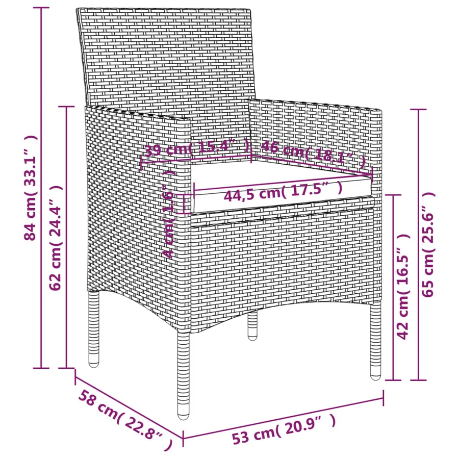 Ensemble à manger de jardin coussins 5 pcs Marron/noir - 10