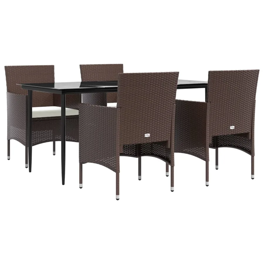 Ensemble à manger de jardin coussins 5 pcs Marron/noir - 2