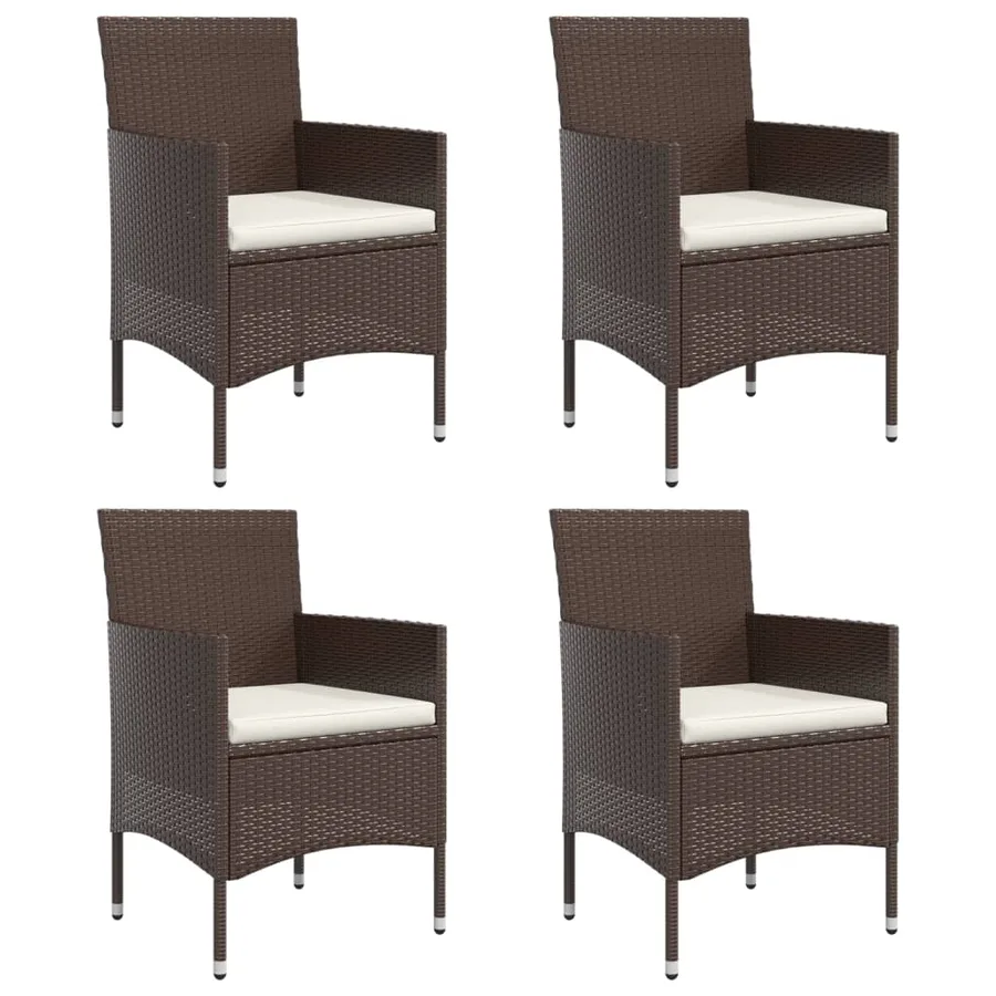 Ensemble à manger de jardin coussins 5 pcs Marron/noir - 4