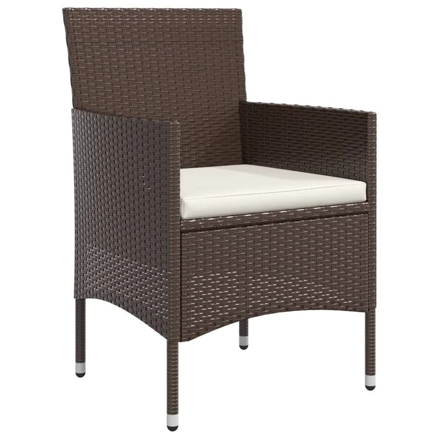 Ensemble à manger de jardin coussins 5 pcs Marron/noir - 5