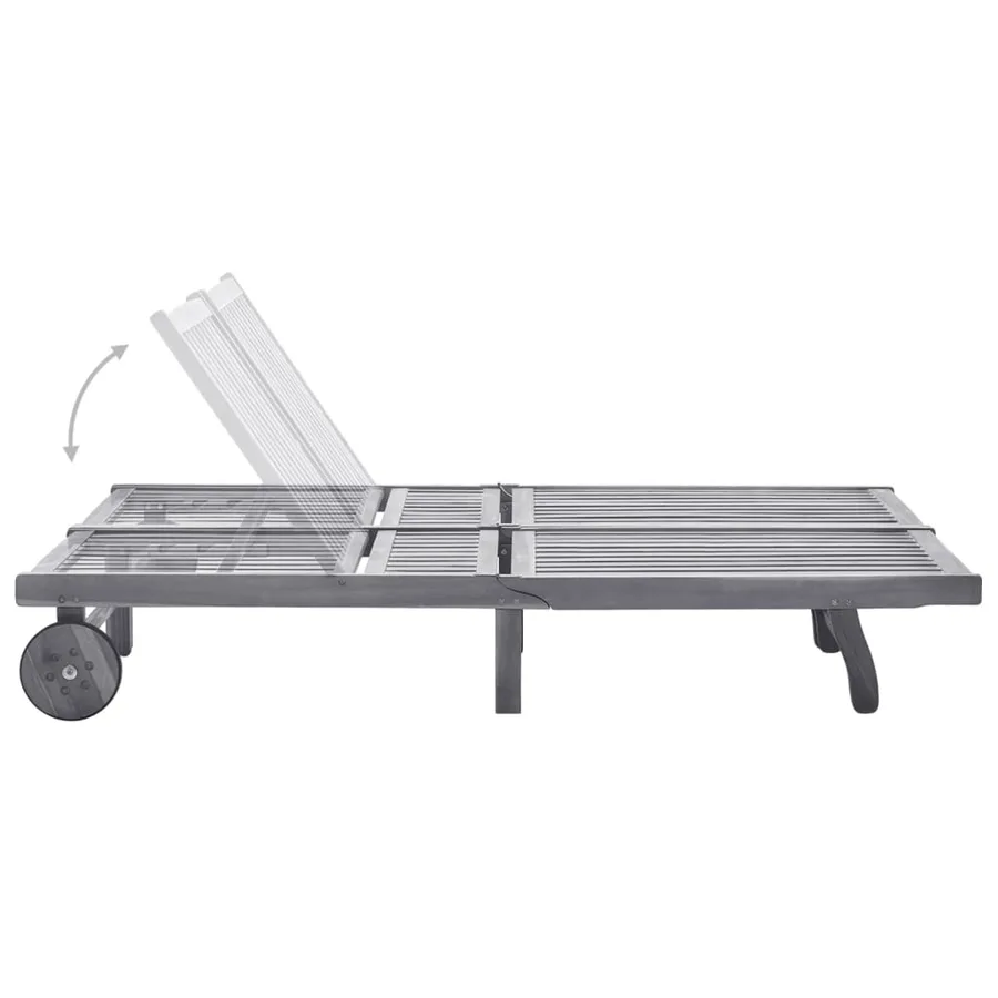 Chaise longue de jardin 2 places avec coussin Gris Acacia - 3