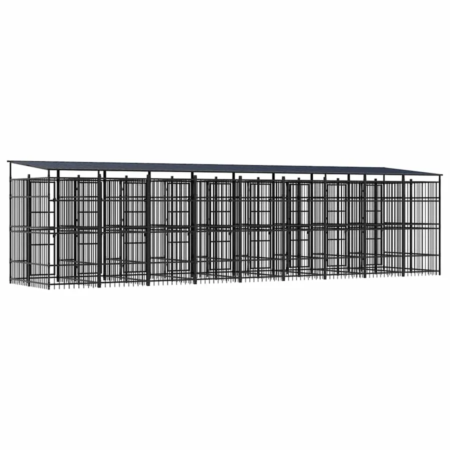Chenil d'extérieur avec toit pour chiens Acier 16,59 m² - 7