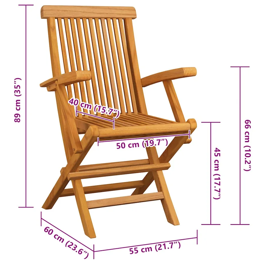 Chaises de jardin et coussins gris lot de 4 Bois de teck massif - 11