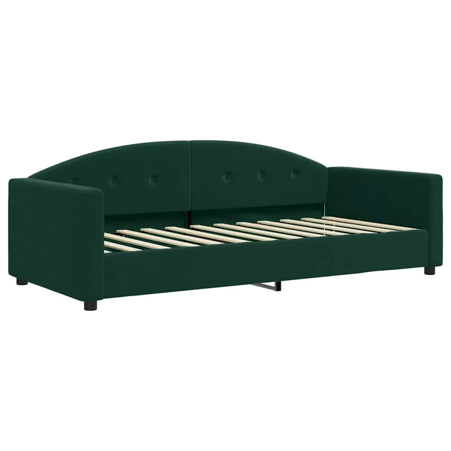 Lit de jour avec gigogne et matelas vert foncé 90x200cm velours - 4