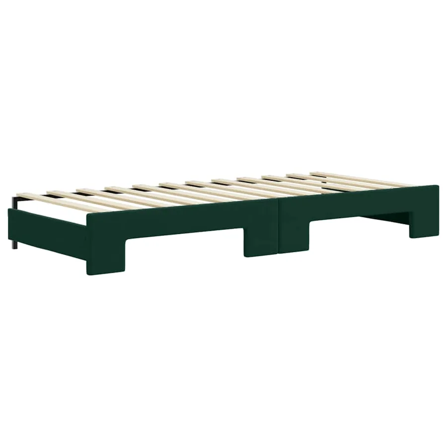 Lit de jour avec gigogne et matelas vert foncé 90x200cm velours - 5