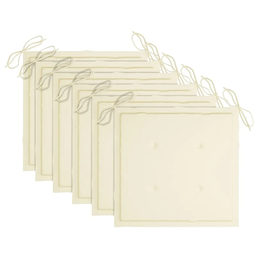 Chaises de jardin lot de 6 et coussins crème Bois teck massif - 5