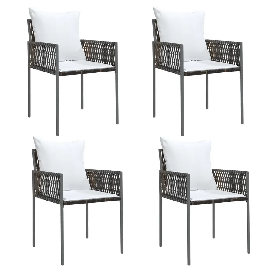 Ensemble à manger de jardin 5 pcs coussins résine tressée acier - 4