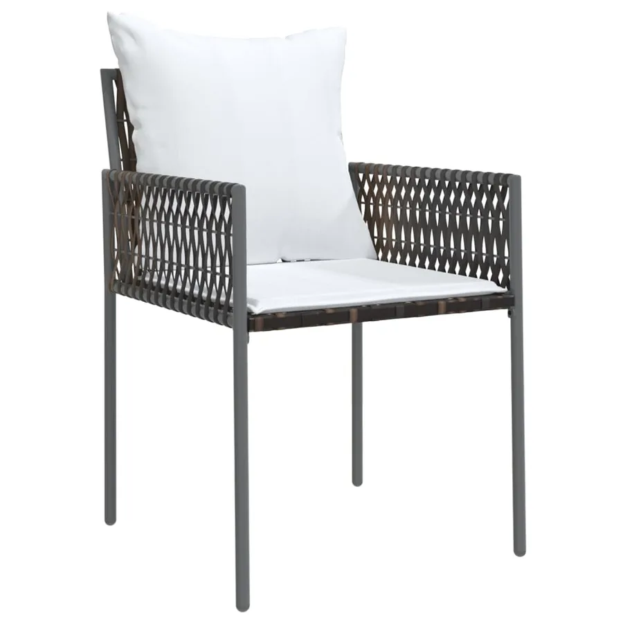 Ensemble à manger de jardin 5 pcs coussins résine tressée acier - 5