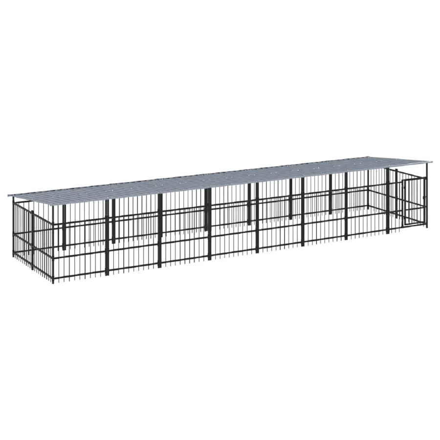 Chenil d'extérieur avec toit pour chiens Acier 15,02 m² - 2