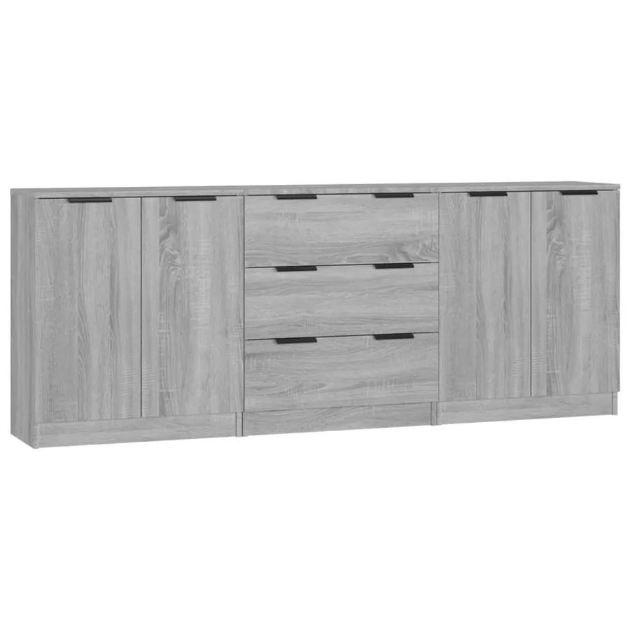 Buffets 3 pcs Sonoma gris Bois d'ingénierie - 2