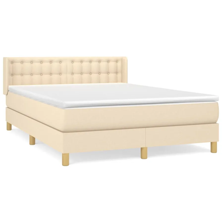 Sommier à lattes de lit avec matelas Crème 140x190 cm Tissu - 2