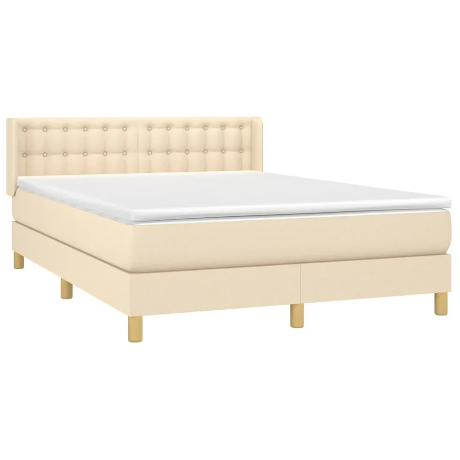 Sommier à lattes de lit avec matelas Crème 140x190 cm Tissu - 3