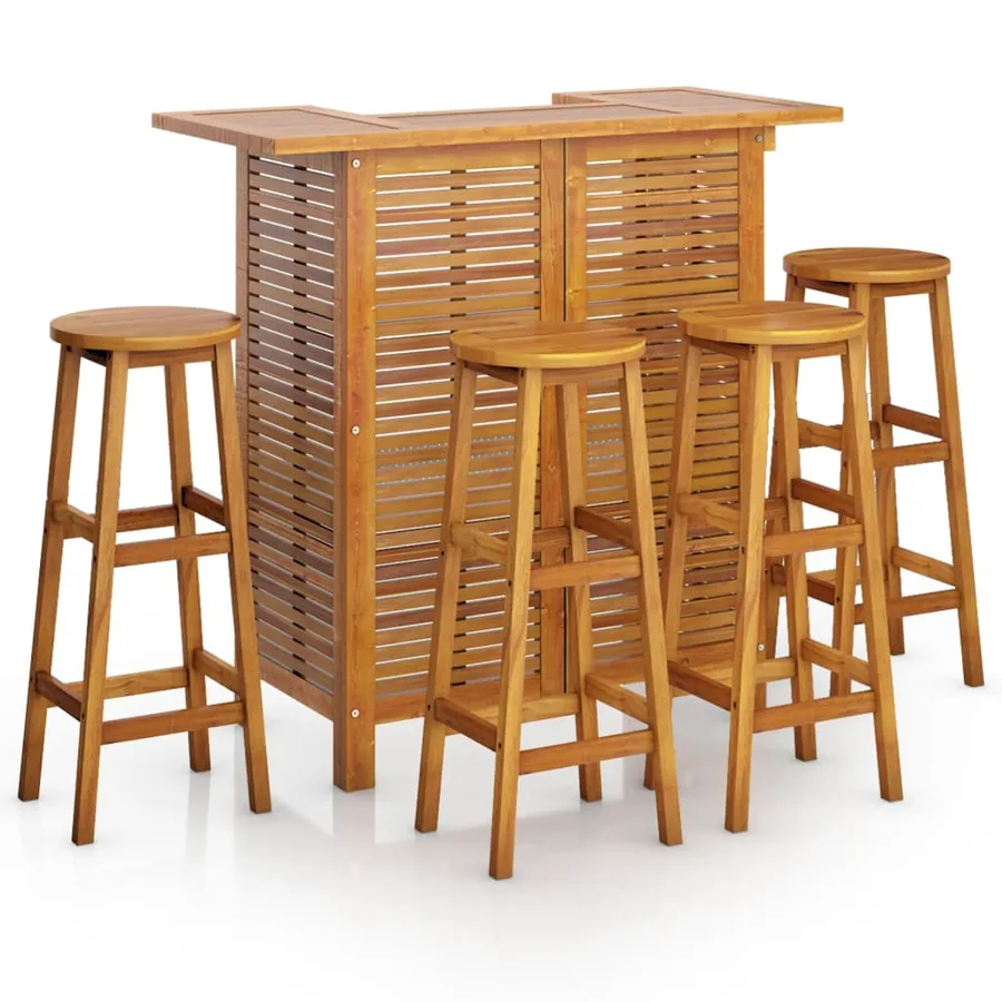 Ensemble de bar de jardin 5 pcs Bois d'acacia solide - 2
