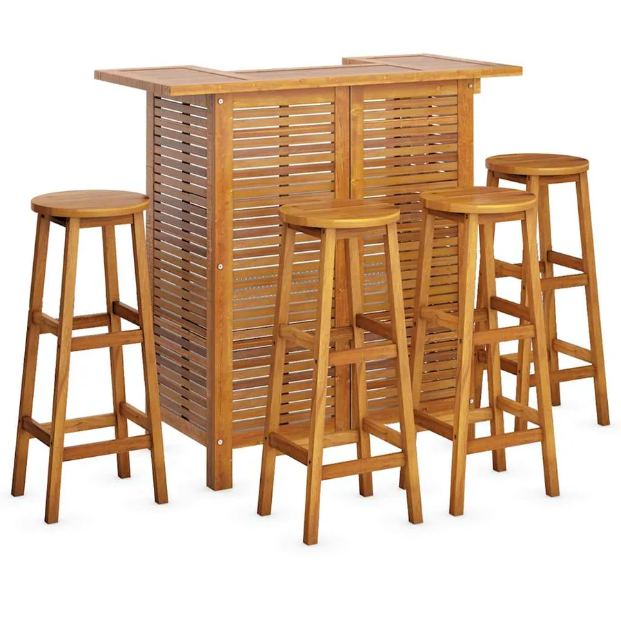 Ensemble de bar de jardin 5 pcs Bois d'acacia solide - 3