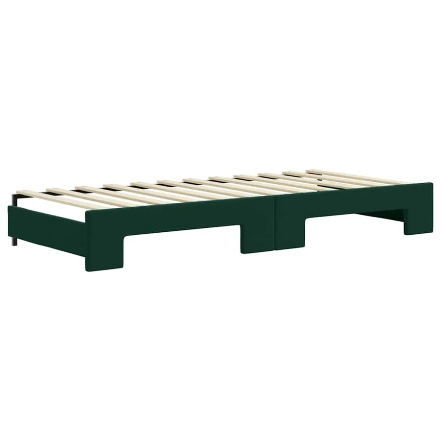 Lit de jour avec gigogne et matelas vert foncé 90x200cm velours - 5