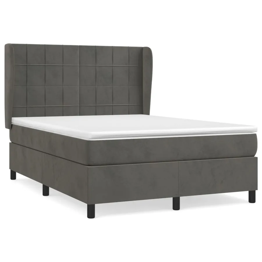Sommier à lattes de lit et matelas Gris foncé 140x190cm Velours - 2