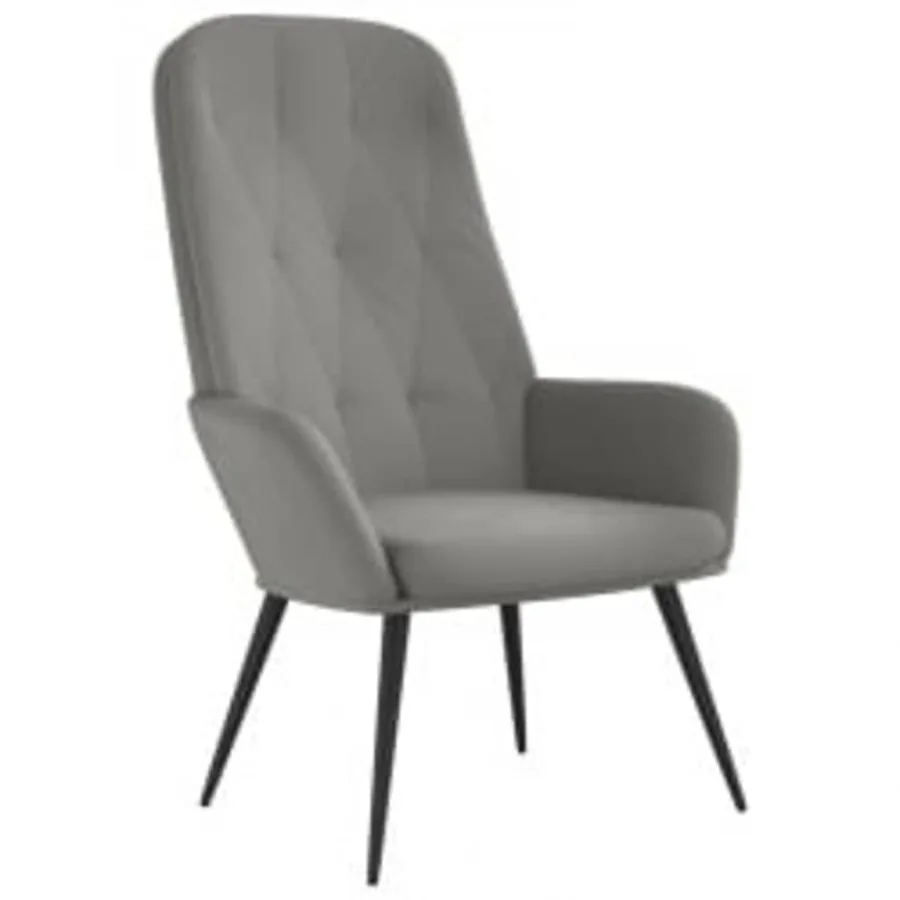 Chaise de relaxation avec repose-pied Gris clair Velours - 3