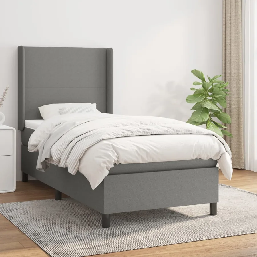 Sommier à lattes de lit avec matelas Gris foncé 80x200 cm Tissu