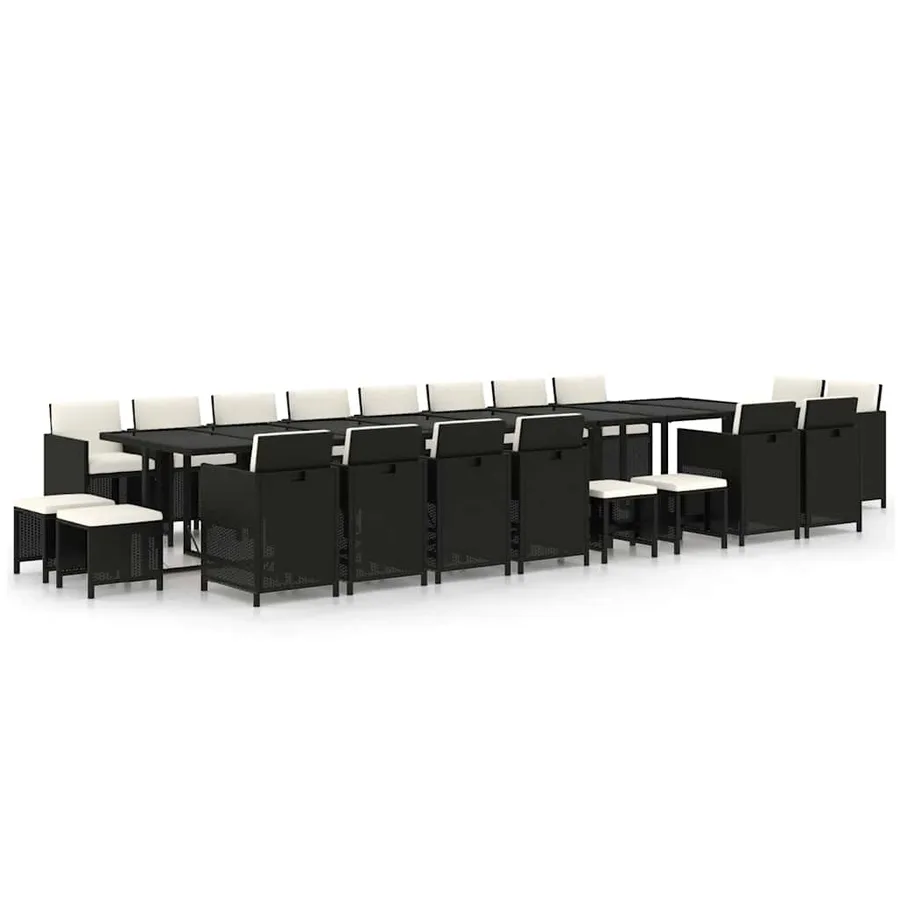 Ensemble à manger de jardin 21pcs coussins noir résine tressée - 2