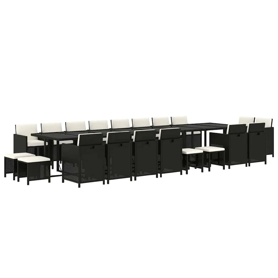 Ensemble à manger de jardin 21pcs coussins noir résine tressée - 3