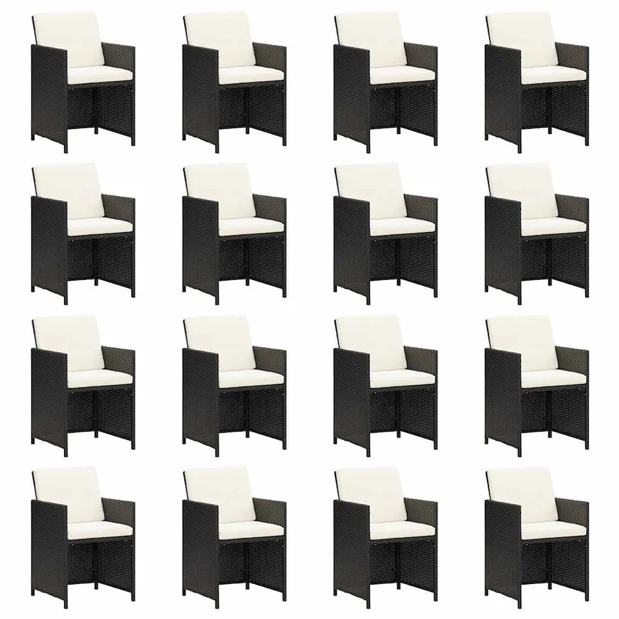 Ensemble à manger de jardin 21pcs coussins noir résine tressée - 4