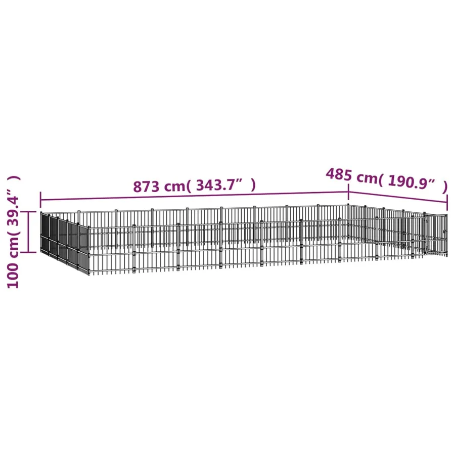 Chenil d'extérieur pour chiens Acier 42,34 m² - 6
