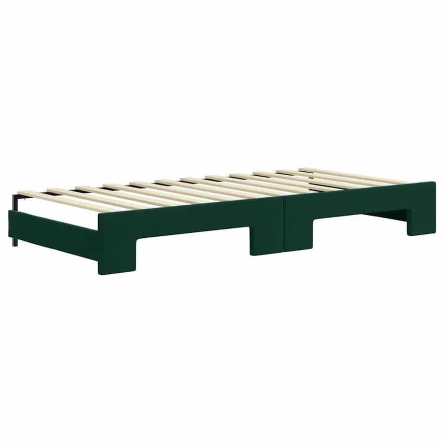 Lit de jour avec gigogne et matelas vert foncé 90x200cm velours - 5