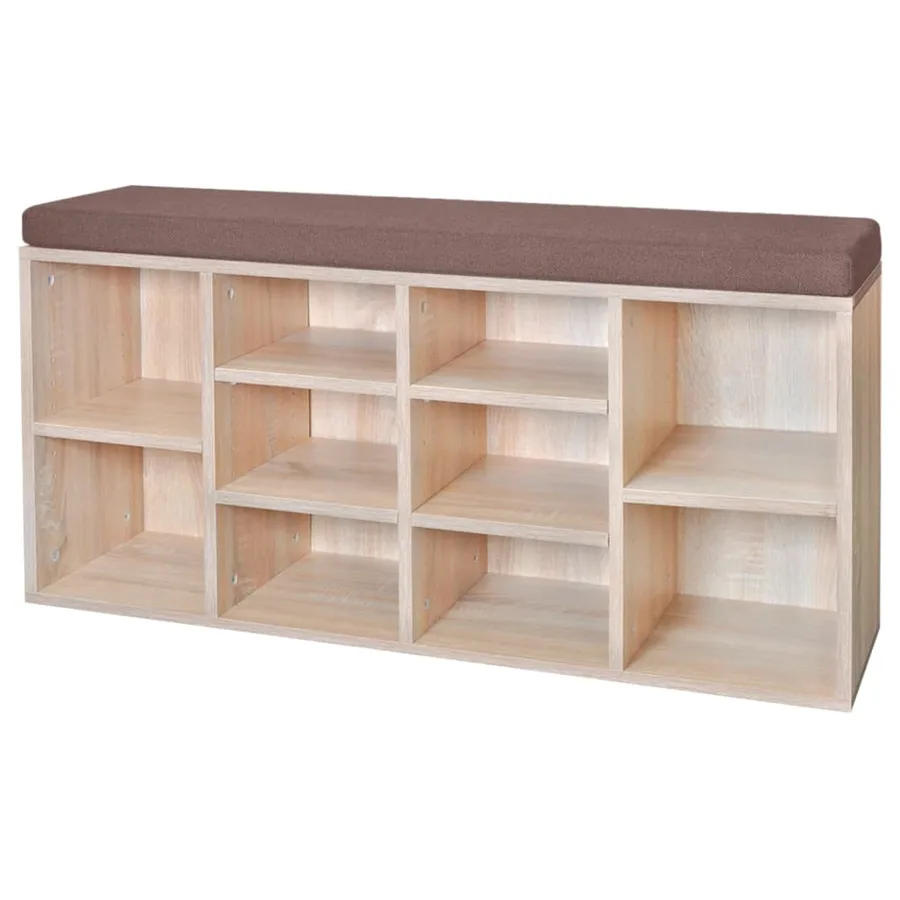 Banc de rangement à chaussures 10 compartiments Couleur chêne - 2