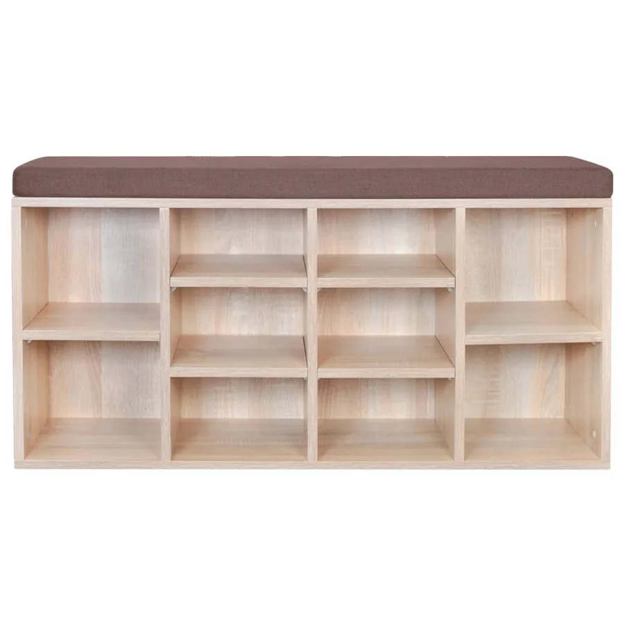 Banc de rangement à chaussures 10 compartiments Couleur chêne - 3