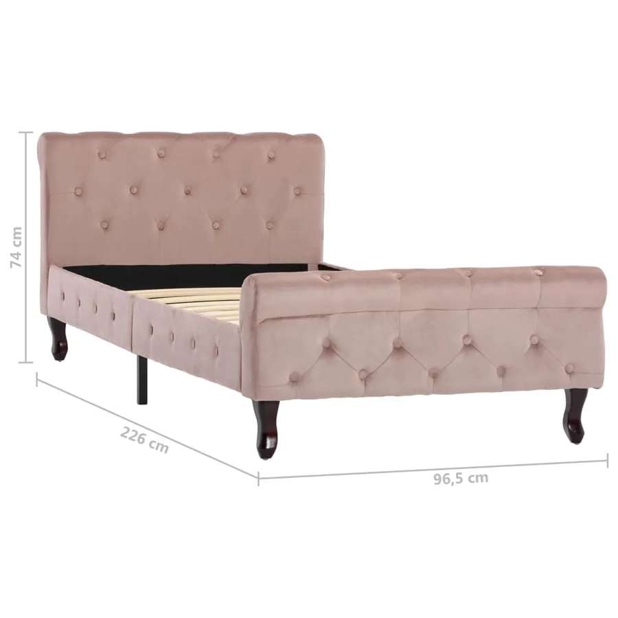 Cadre de lit sans matelas Rose Velours 90x200 cm - 7