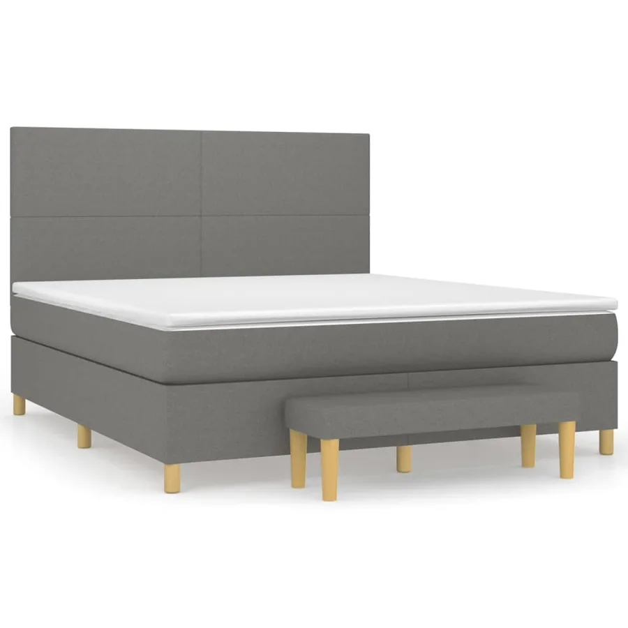 Sommier à lattes de lit avec matelas Gris foncé 160x200cm Tissu - 2