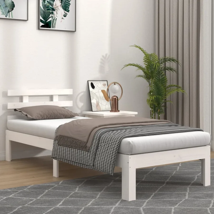 Cadre de lit sans matelas blanc 75x190 cm