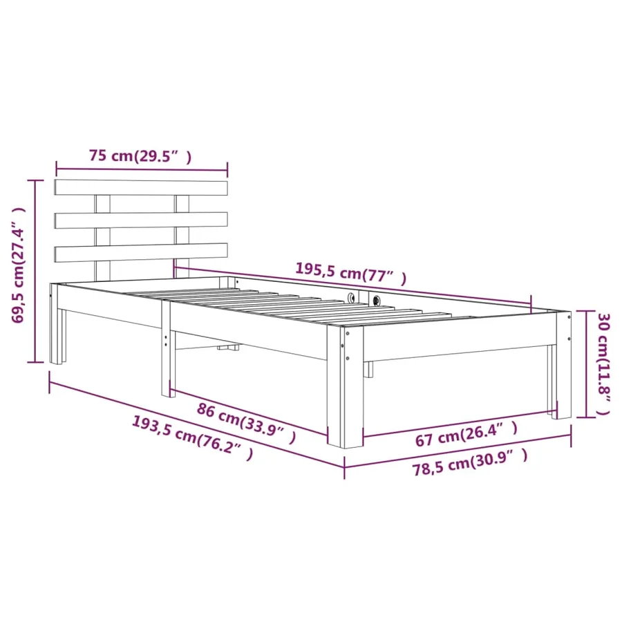 Cadre de lit sans matelas blanc 75x190 cm - 8