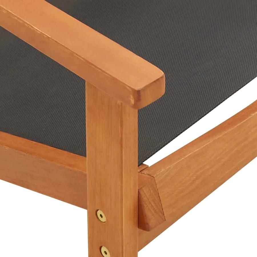 Chaise de jardin et repose-pied Eucalyptus solide et textilène - 9
