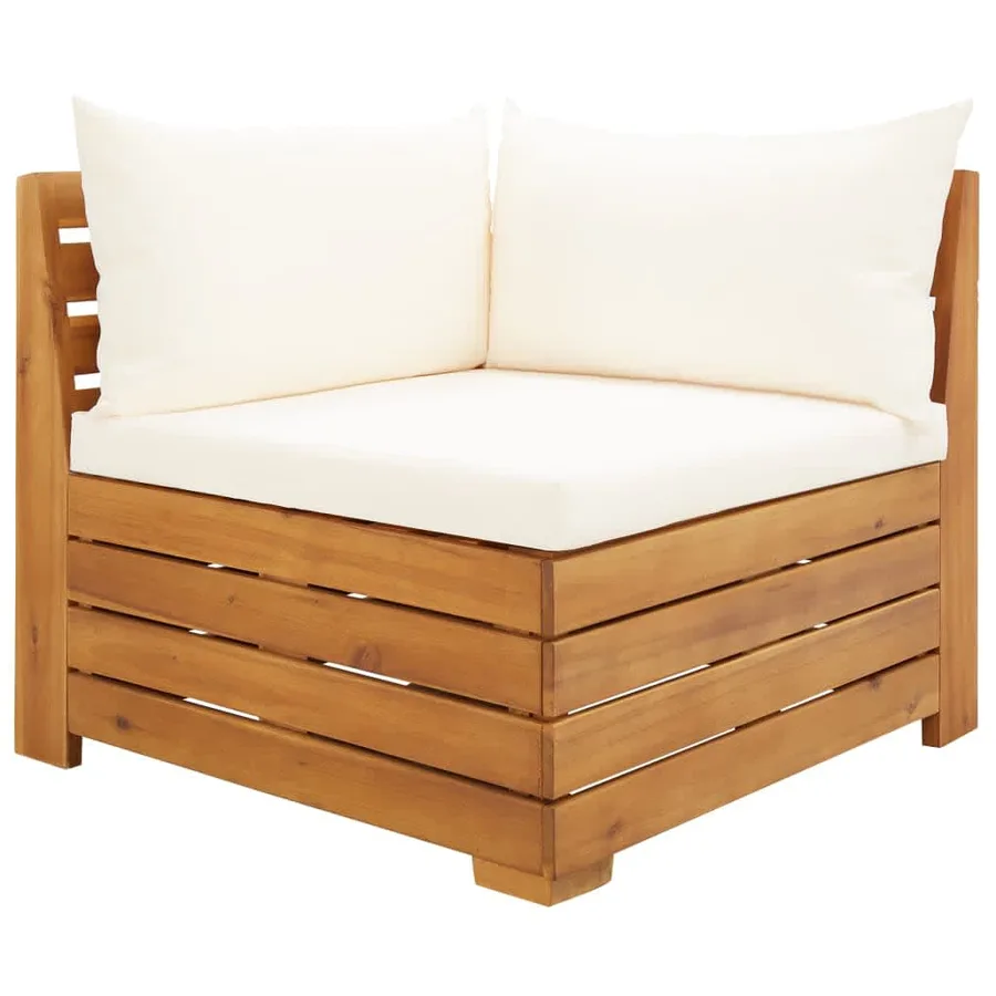 Salon de jardin 2 pcs avec coussins Bois d'acacia solide - 2