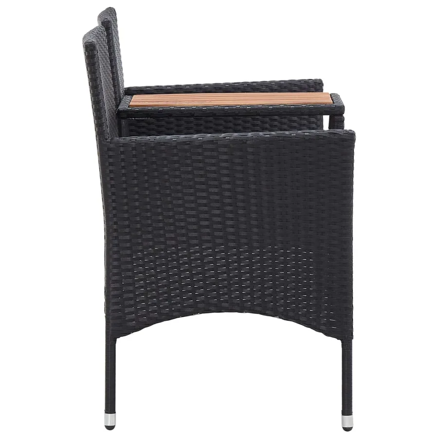 Banc de jardin 2places et table à thé 143cm Résine tressée Noir - 3