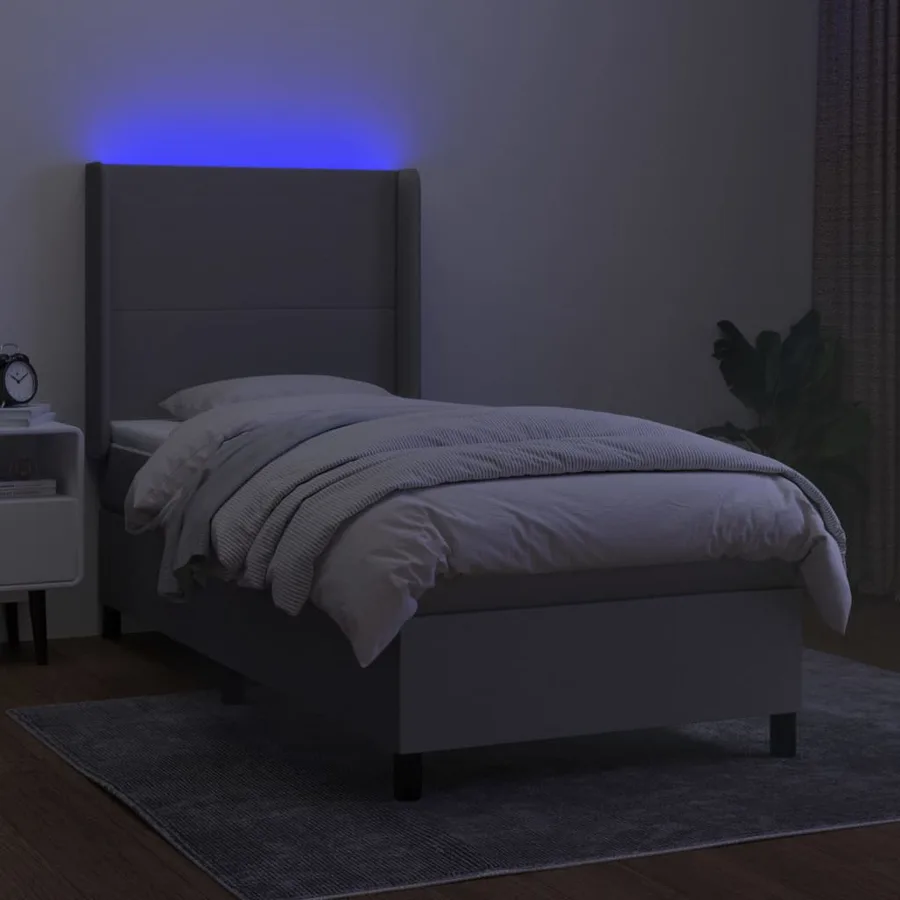 Sommier à lattes de lit matelas LED Gris clair 80x200 cm Tissu - 3