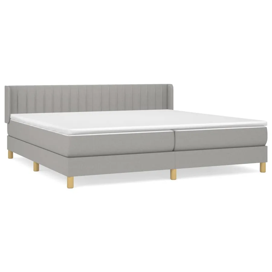 Sommier à lattes de lit avec matelas Gris clair 200x200cm Tissu - 2