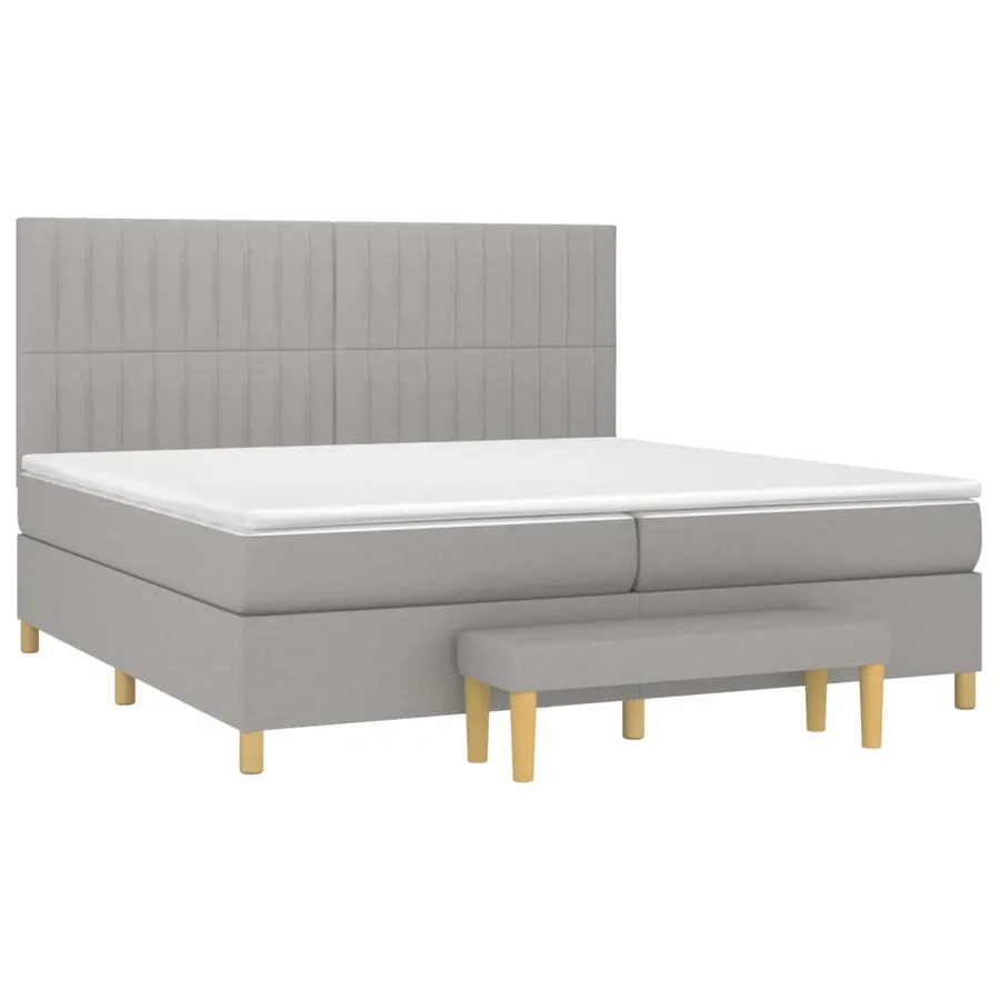 Sommier à lattes de lit avec matelas Gris clair 200x200cm Tissu - 3