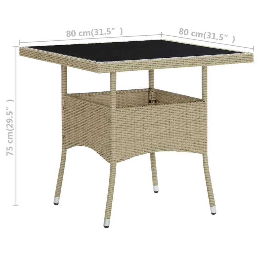 Ensemble à manger de jardin 3 pcs Beige Résine tressée et verre - 16