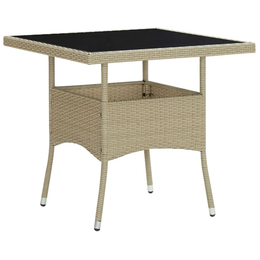 Ensemble à manger de jardin 3 pcs Beige Résine tressée et verre - 2