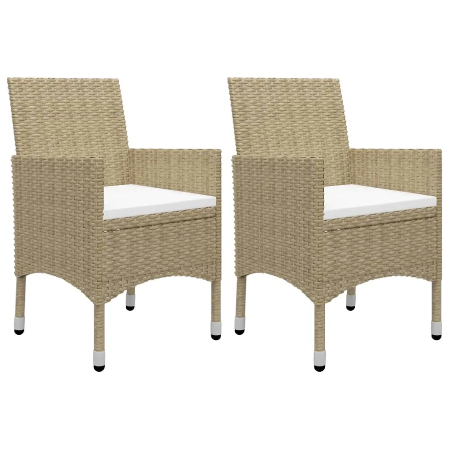 Ensemble à manger de jardin 3 pcs Beige Résine tressée et verre - 6