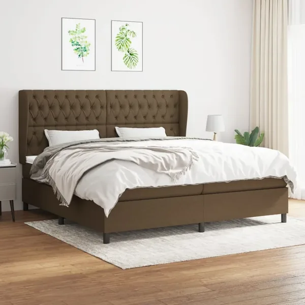 Sommier à lattes de lit avec matelas Marron foncé 200x200 cm