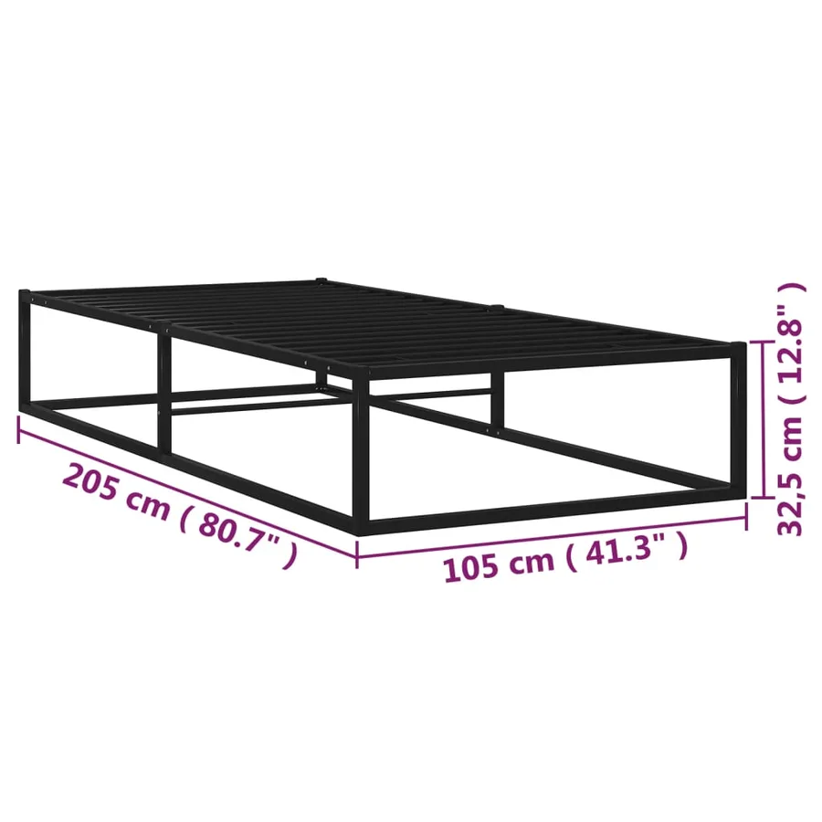 Cadre de lit sans matelas noir métal 100x200 cm - 7