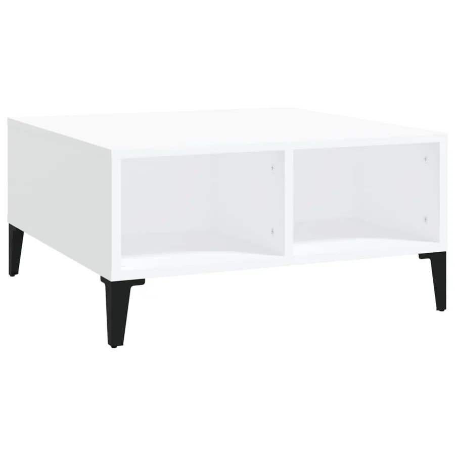 Table basse blanc 60x60x30 cm bois d'ingénierie - 2