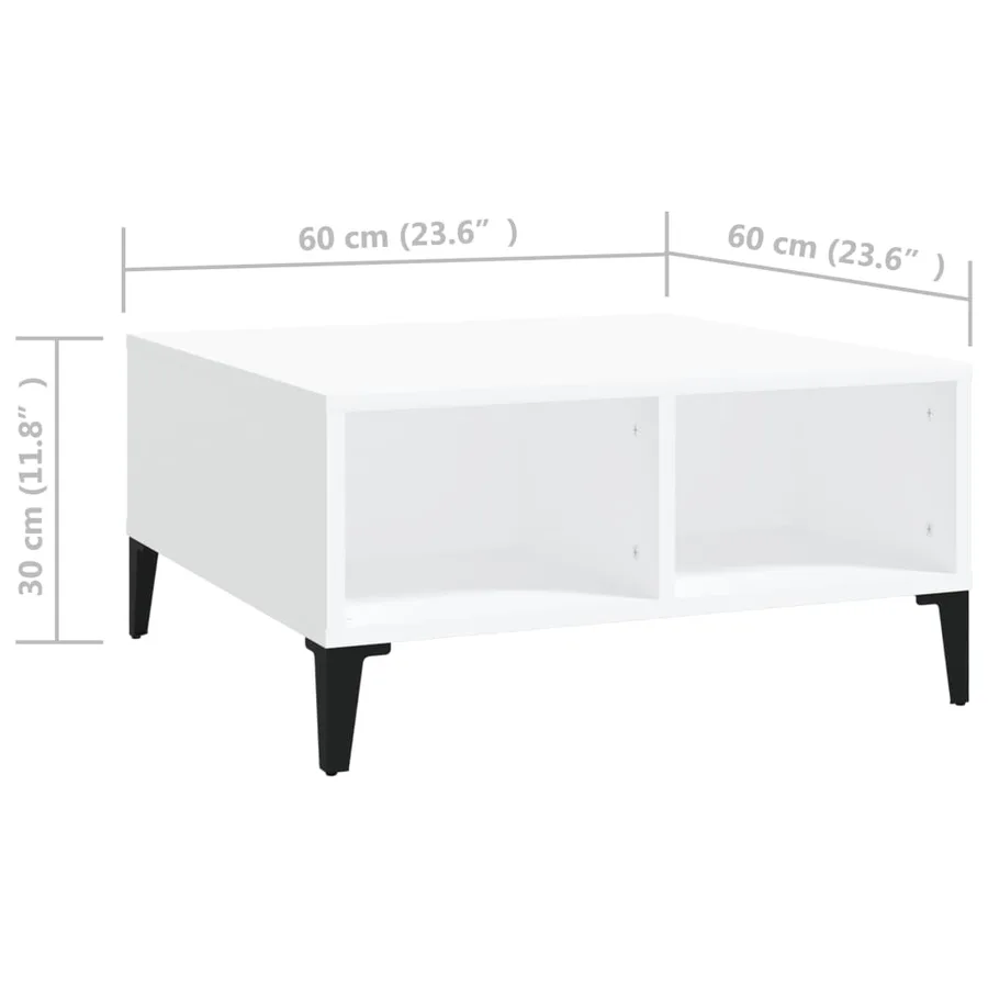 Table basse blanc 60x60x30 cm bois d'ingénierie - 6