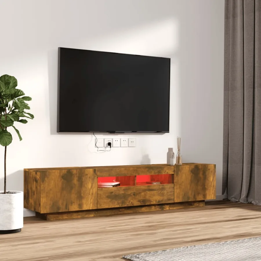 Ensemble de meubles TV avec lumières LED 2 pcs Chêne fumé - 3
