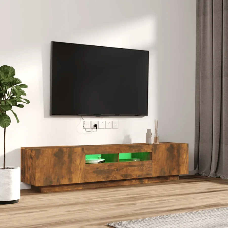 Ensemble de meubles TV avec lumières LED 2 pcs Chêne fumé - 4