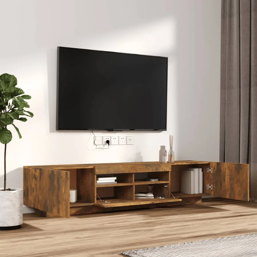 Ensemble de meubles TV avec lumières LED 2 pcs Chêne fumé - 6